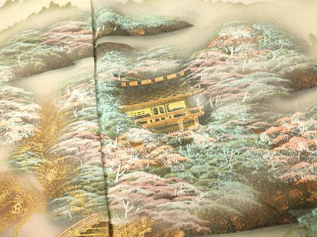 平和屋着物■豪華色留袖 手描き 風景文 暈し染め 金彩 正絹 逸品 AABH9260fw
