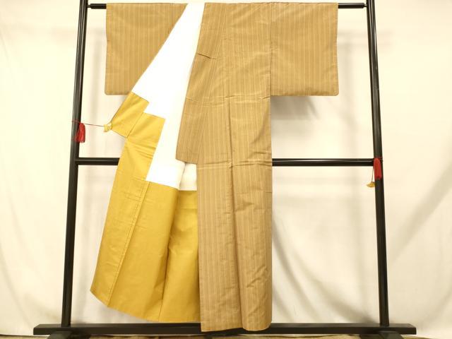 平和屋着物■上質な紬 縞 正絹 逸品 AABH9264fw
