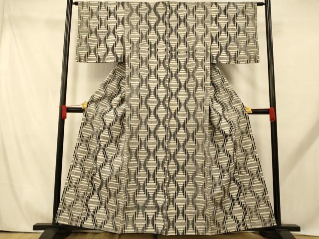 平和屋着物■上質な紬 立涌横段文 正絹 逸品 AABH9265fw