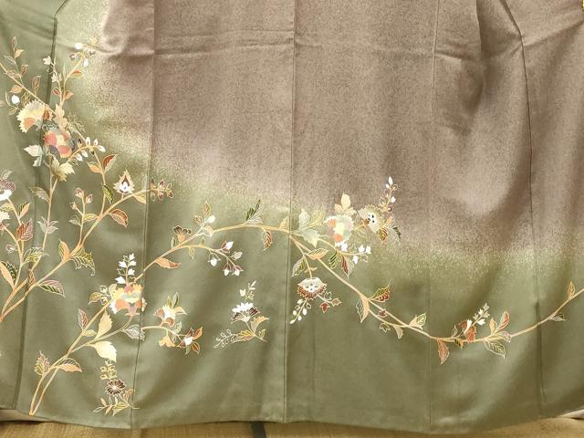 平和屋着物■訪問着 更紗花文 暈し染め 正絹 逸品 AABH9282fw