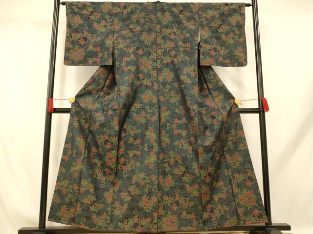 平和屋着物■本場大島紬 楓文 正絹 逸品 未使用 AABH9286fw