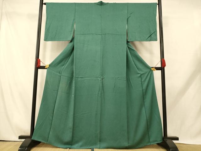 平和屋着物■上質な色無地 吉祥花地紋 鉄色 正絹 逸品 AABH9298fw