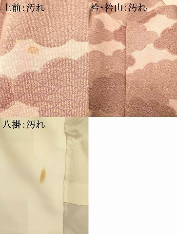 平和屋着物■上質な小紋 紬地 雲取り青海波文 正絹 逸品 AABH9311fw