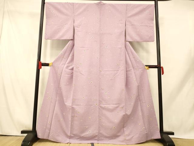 平和屋着物■小紋 舞桜文 たたき染め 洗える着物 AABH9314fw