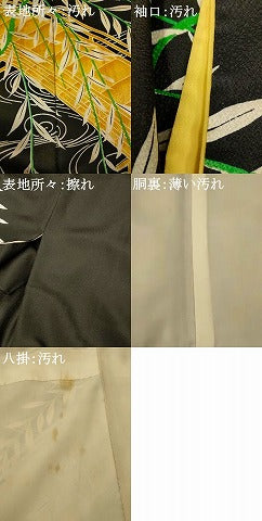 平和屋着物■訪問着 枝葉渡り橋文 黒地 洗える着物 AABH9316fw