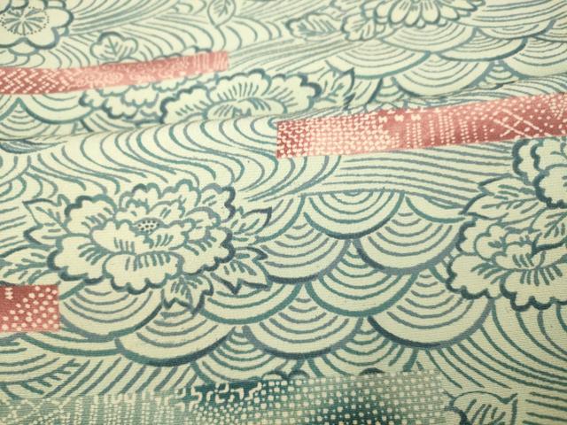平和屋着物■上質な小紋 青海波草花文 正絹 逸品 AABH9336fw
