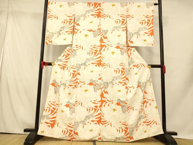 平和屋着物■上質な小紋 乱菊 金彩 正絹 逸品 AABH9344fw