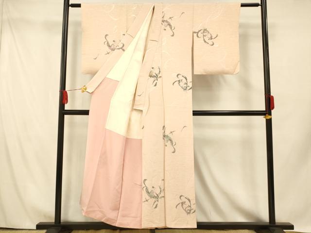 平和屋着物■上質な小紋 舞花文 銀糸 正絹 逸品 AABH9345fw