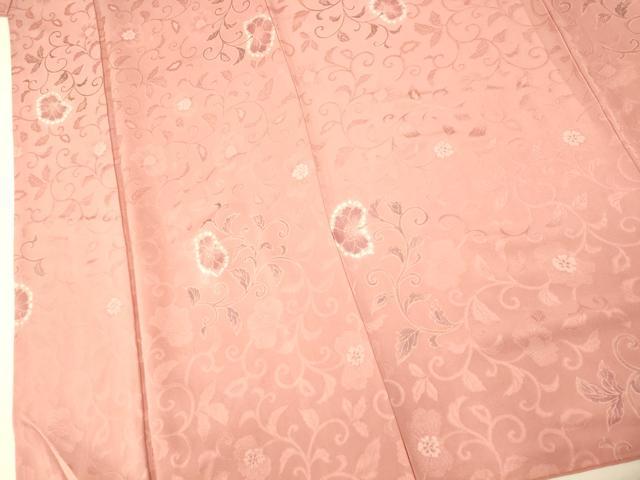平和屋着物■上質な小紋 地紋起こし 絞り 更紗花文 正絹 逸品 AABH9348fw