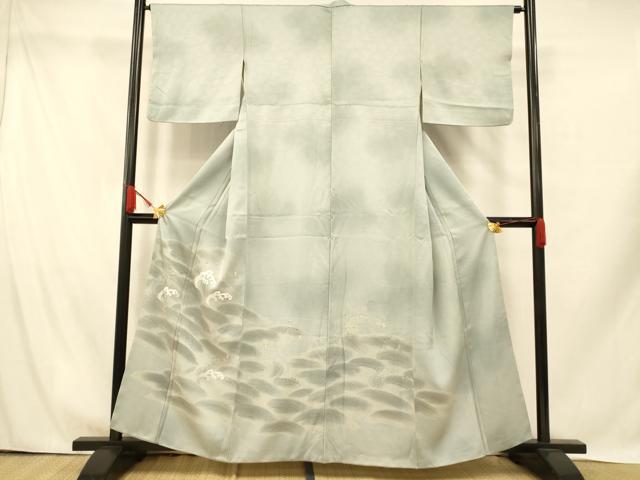 平和屋着物■色留訪問着 駒刺繍 立波文 暈し染め 金彩 正絹 逸品 AABH9354fw