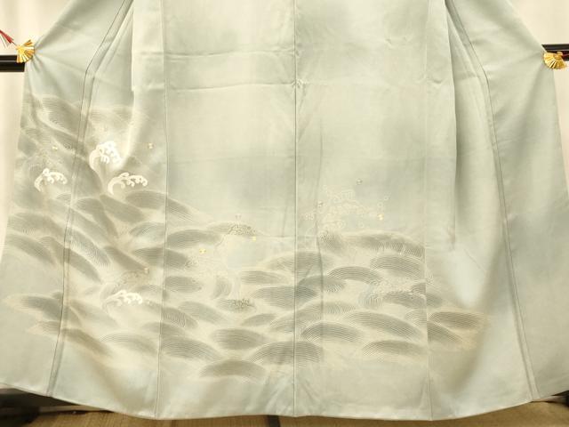 平和屋着物■色留訪問着 駒刺繍 立波文 暈し染め 金彩 正絹 逸品 AABH9354fw