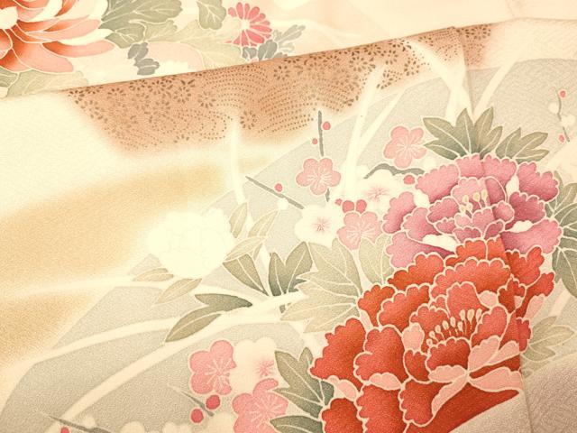 平和屋着物■訪問着 地紙花文 暈し染め 金彩 正絹 逸品 AABH9356fw