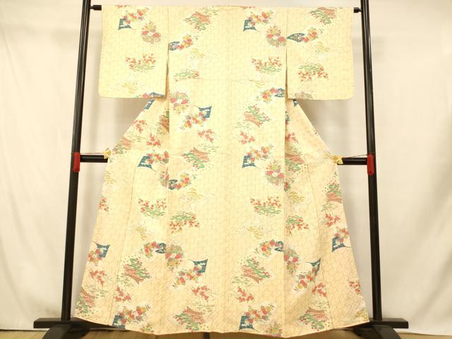 平和屋着物■上質な小紋 冊子風景草花文 金彩 正絹 逸品 AABH9359fw