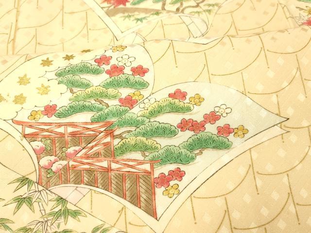 平和屋着物■上質な小紋 冊子風景草花文 金彩 正絹 逸品 AABH9359fw