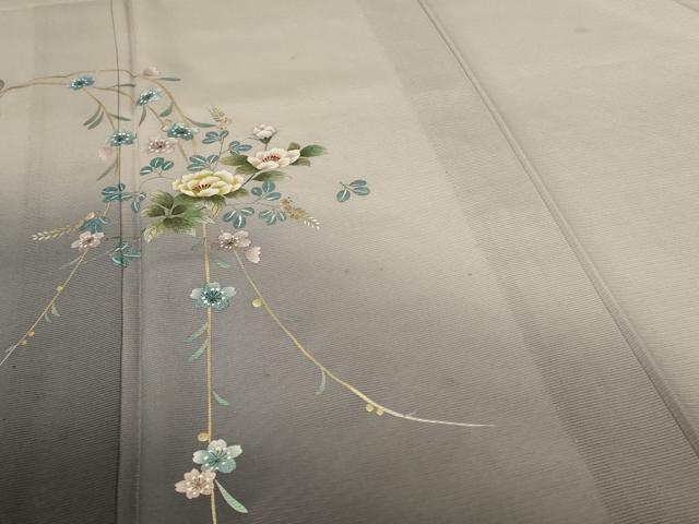 平和屋着物*夏物 訪問着 絽 草花文 暈し染め 銀彩 正絹 逸品 AABH9369jd