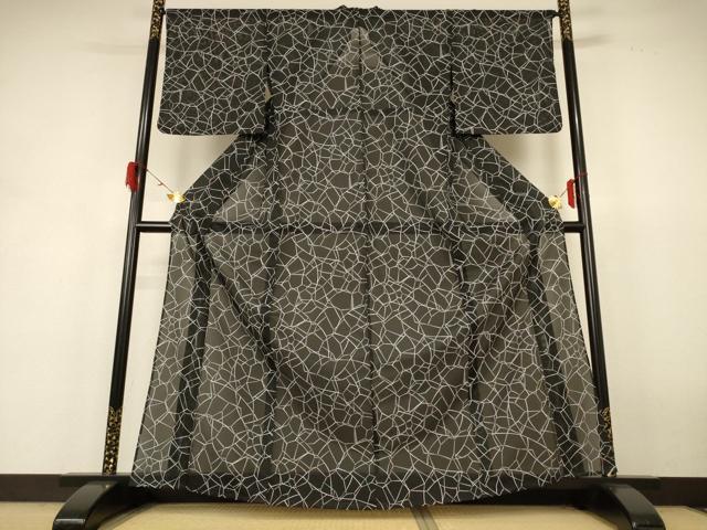 平和屋着物*夏物 小紋 絽 幾何学文様 洗える着物 AABH9380jd