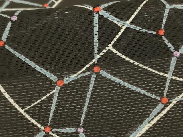 平和屋着物*夏物 小紋 絽 幾何学文様 洗える着物 AABH9380jd