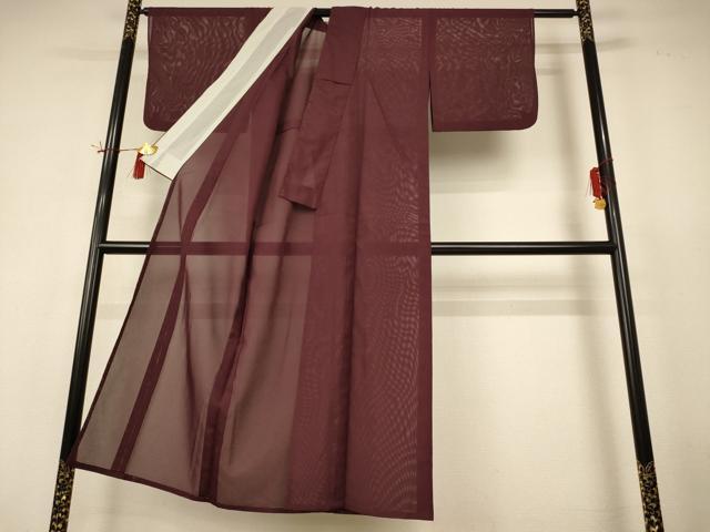 平和屋着物*夏物 色無地 絽 赤褐色 洗える着物 AABH9404jd