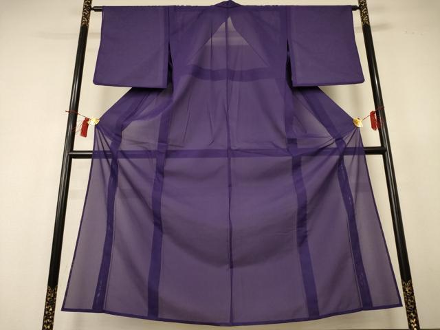 平和屋着物*夏物 色無地 絽 深紫色 洗える着物 AABH9412jd