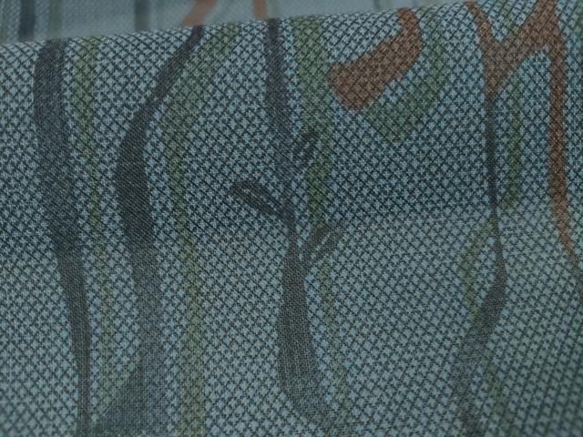 平和屋着物*夏物 小紋 紗 枝葉文 洗える着物 AABH9413jd