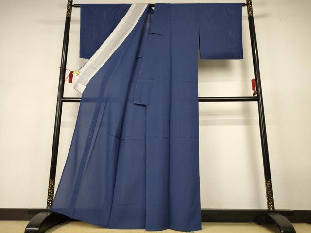 平和屋着物*夏物 色無地 絽 鉄御納戸色 正絹 逸品 AABH9423jd