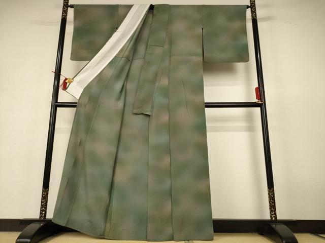 平和屋着物*夏物 小紋 絽縮緬 霞文 暈し染め 正絹 逸品 AABH9429jd