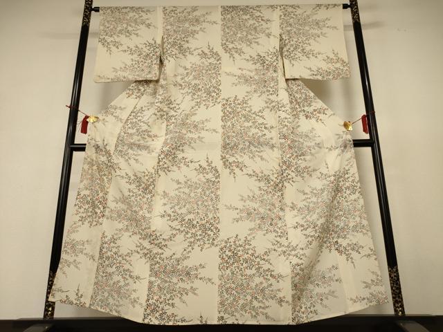 平和屋着物*夏物 小紋 絽 手描き 草花文 正絹 逸品 AABH9442jd