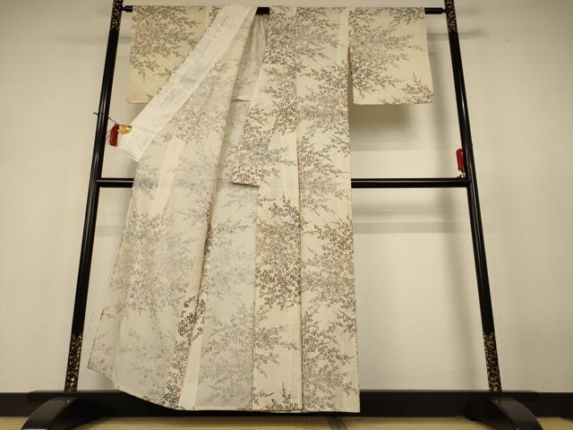 平和屋着物*夏物 小紋 絽 手描き 草花文 正絹 逸品 AABH9442jd