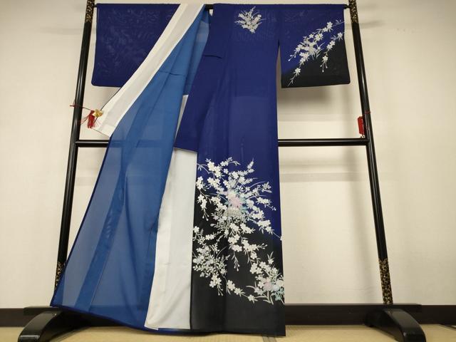 平和屋着物*夏物 訪問着 絽 草花文 暈し染め 洗える着物 AABH9445jd