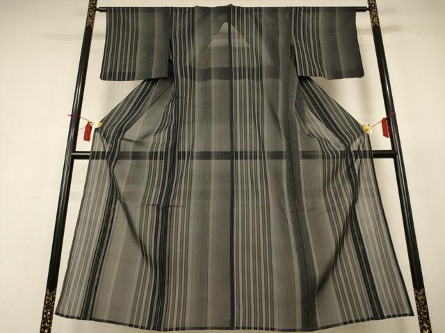 平和屋着物*夏物 紗紬 縞 三越扱い 正絹 逸品 AABH9458jd