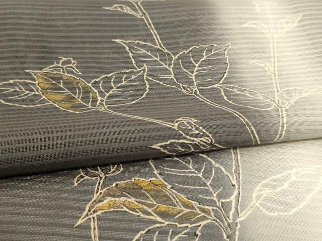 平和屋着物*夏物 訪問着 紗 草花文 暈し染め 金彩 正絹 逸品 AABH9473jd