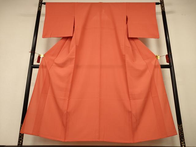 平和屋着物*夏物 色無地 絽 鉛丹色 正絹 逸品 AABH9493jd
