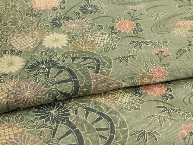 平和屋着物*夏物 小紋 花車文 麻 逸品 AABH9496jd