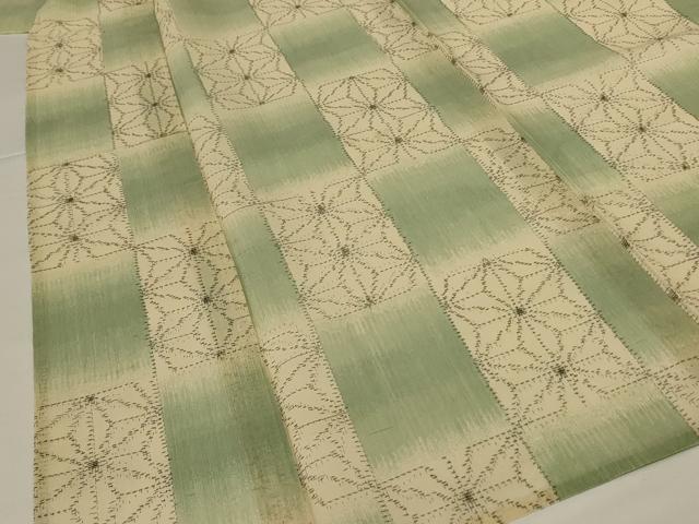 平和屋着物*夏物 紗紬 麻の葉文様 正絹 逸品 AABH9518jd