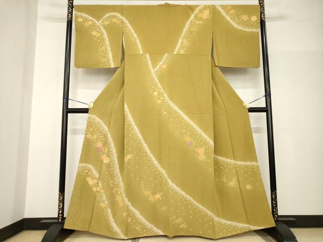 平和屋着物●訪問着 絞り 遠山花文 金彩 正絹 逸品 AABH9523ck