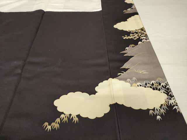 平和屋着物●訪問着 駒刺繍 雲重ね枝花文 金彩 正絹 逸品 AABH9544ck