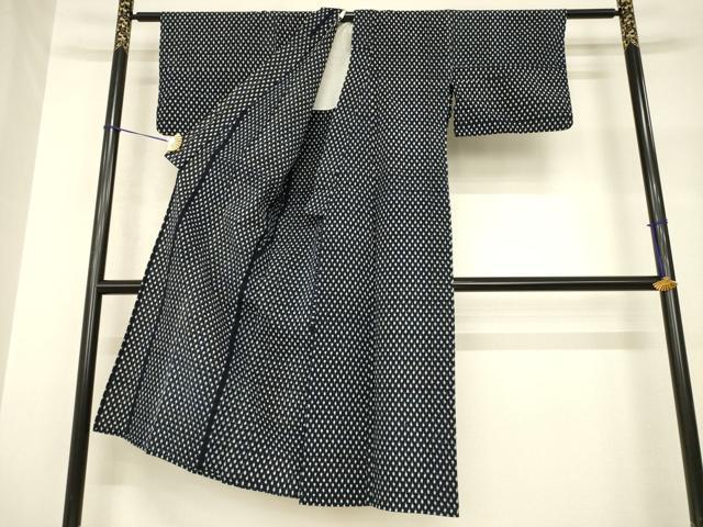 平和屋着物●久留米絣 単衣 矢羽根文 綿 逸品 AABH9545ck