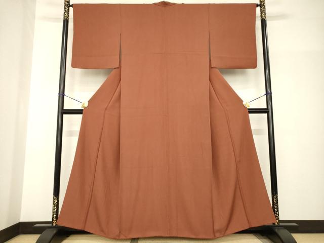 平和屋着物●江戸小紋 万筋 黒×紅鳶色 正絹 逸品 AABH9548ck