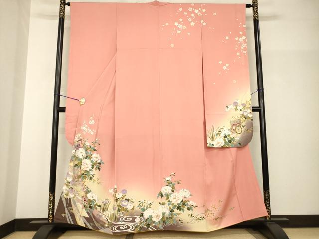 平和屋着物●豪華振袖 几帳花文 暈し染め 金彩 正絹 逸品 AABH9557ck