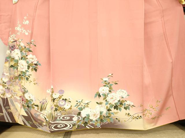 平和屋着物●豪華振袖 几帳花文 暈し染め 金彩 正絹 逸品 AABH9557ck