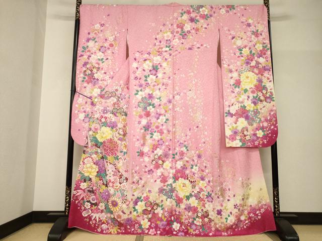 平和屋着物●豪華振袖 刺繍 花毬文 金彩 銀通し地 正絹 逸品 AABH9560ck