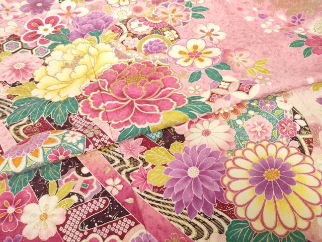 平和屋着物●豪華振袖 刺繍 花毬文 金彩 銀通し地 正絹 逸品 AABH9560ck