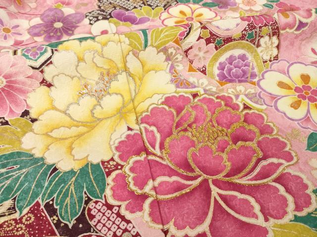 平和屋着物●豪華振袖 刺繍 花毬文 金彩 銀通し地 正絹 逸品 AABH9560ck
