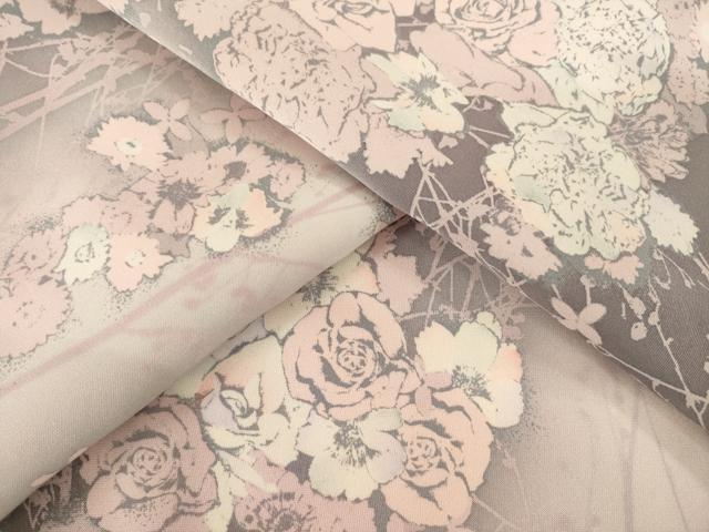 平和屋着物●上質な小紋 枝花文 暈し染め 正絹 逸品 AABH9571ck