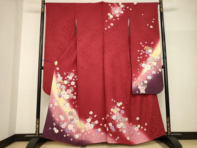 平和屋着物●豪華振袖 駒刺繍 舞花文 暈し染め 正絹 逸品 AABH9572ck