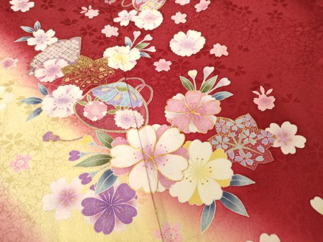 平和屋着物●豪華振袖 駒刺繍 舞花文 暈し染め 正絹 逸品 AABH9572ck