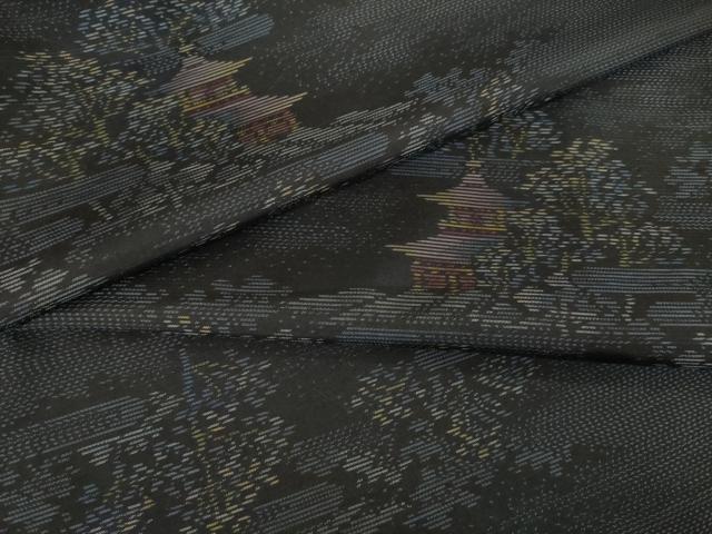 平和屋着物●本場大島紬 風景文 正絹 逸品 AABH9574ck