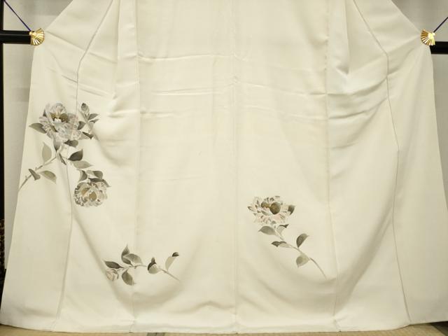 平和屋着物●訪問着 手描き 刺繍 枝花文 金彩 正絹 逸品 AABH9576ck