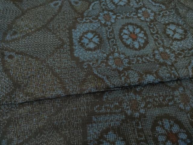 平和屋着物●本場大島紬 七宝花文 割込み絣 正絹 逸品 AABH9598ck