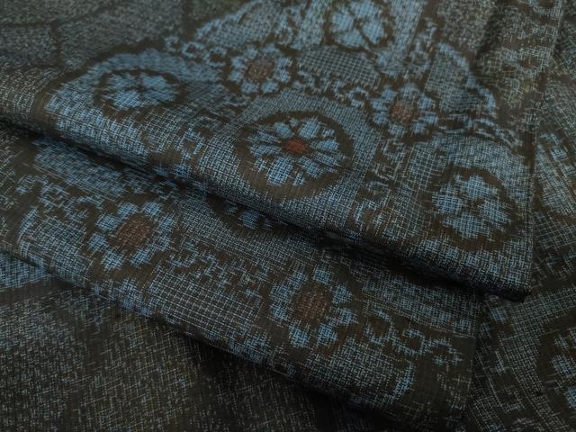 平和屋着物●本場大島紬 七宝花文 割込み絣 正絹 逸品 AABH9598ck